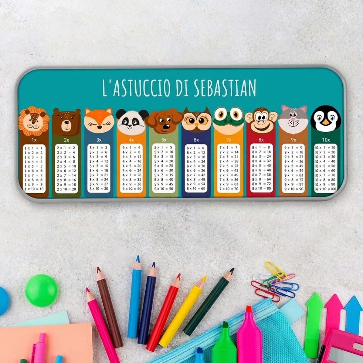 Astuccio personalizzato con scritta - Tabella di moltiplicazione