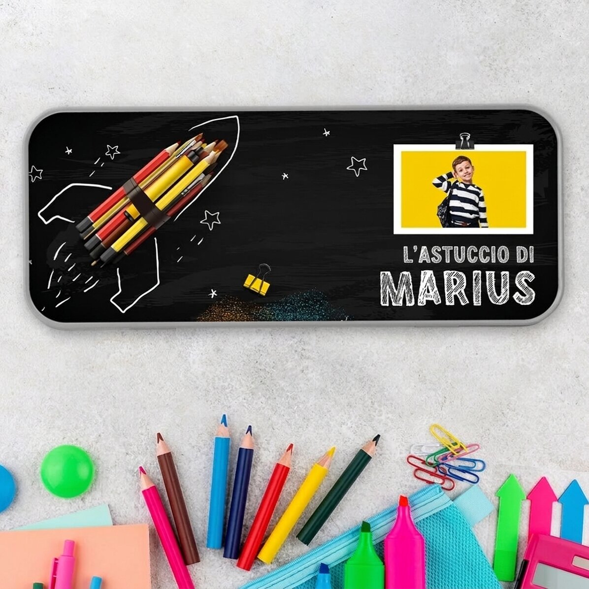 Astuccio personalizzato con foto e testo - Racheta