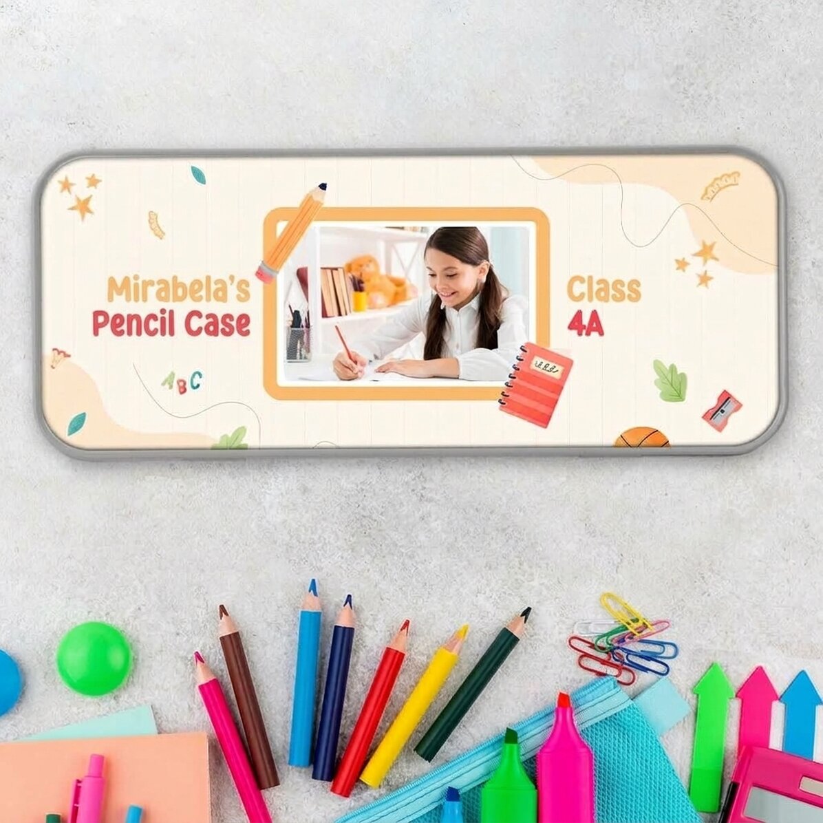 Astuccio personalizzato con una foto e il nome del tuo bambino