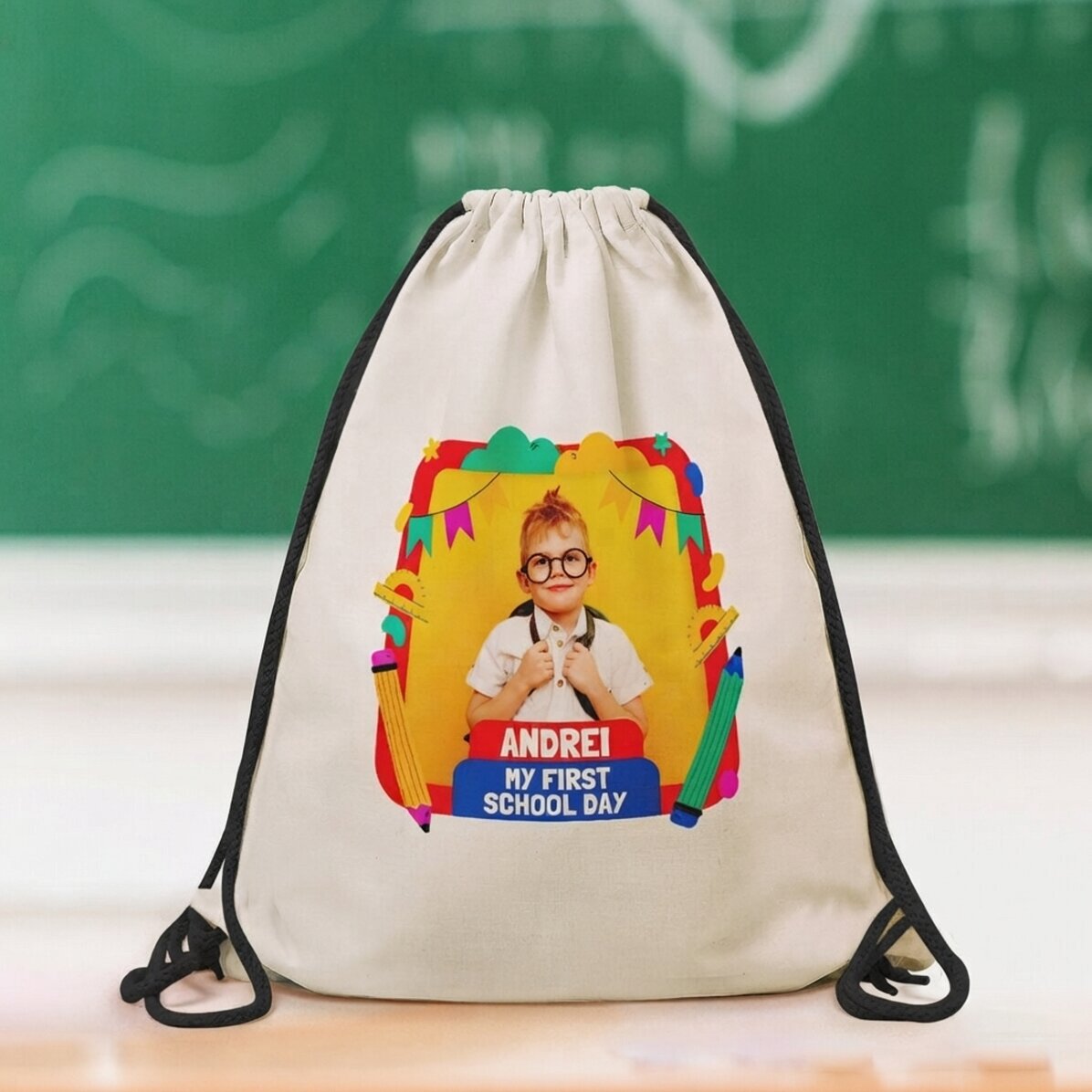 Zaino personalizzato con foto e nome - Il mio primo giorno di scuola