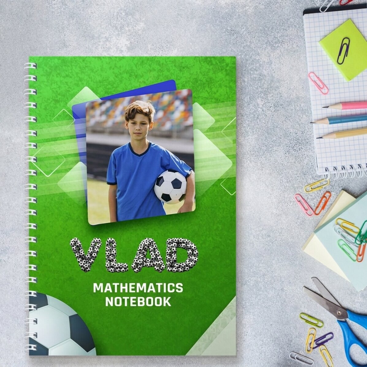 Notebook personalizzato con una foto e un testo - Calcio