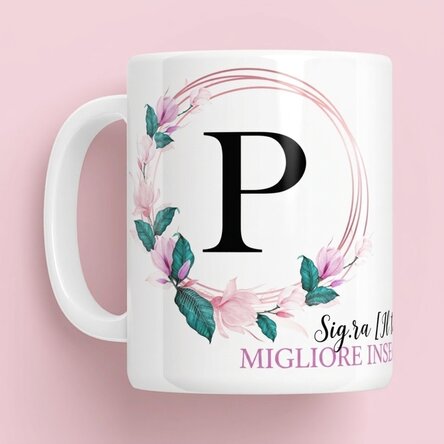 Tazza personalizzata con iniziale e nome per gli insegnanti