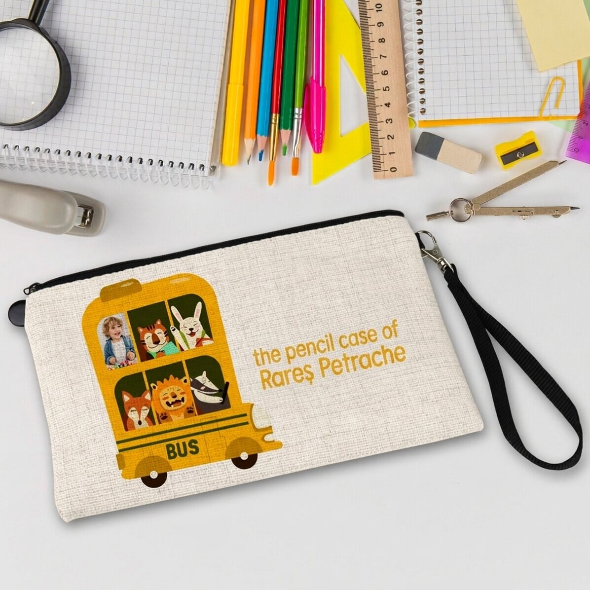 Kit scolastico personalizzato con foto e testo - Autobus
