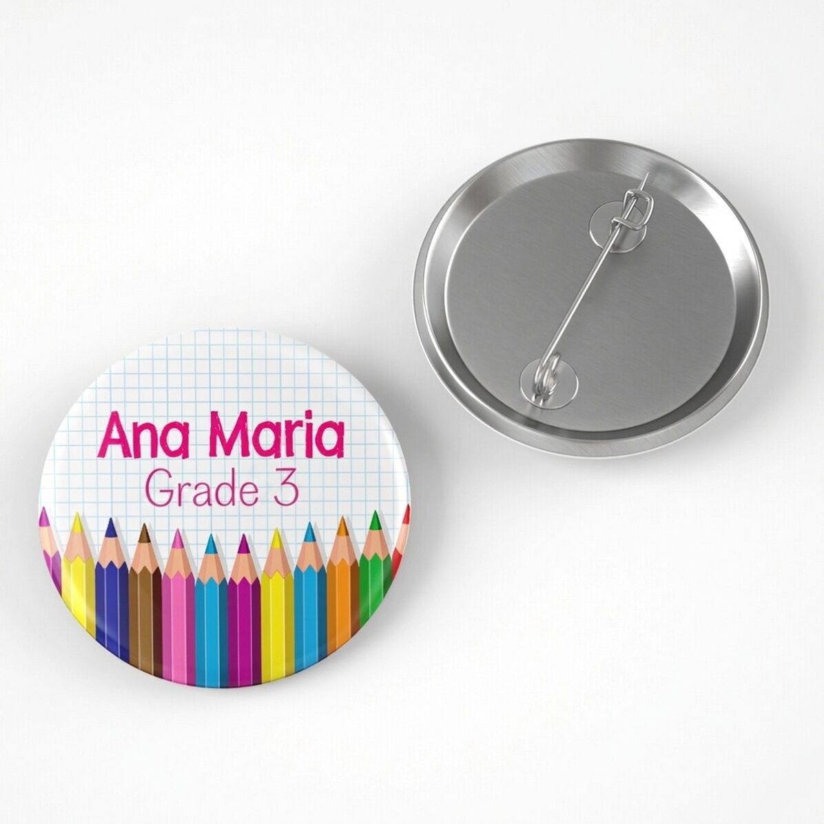 Spilla personalizzata con testo - Matite colorate