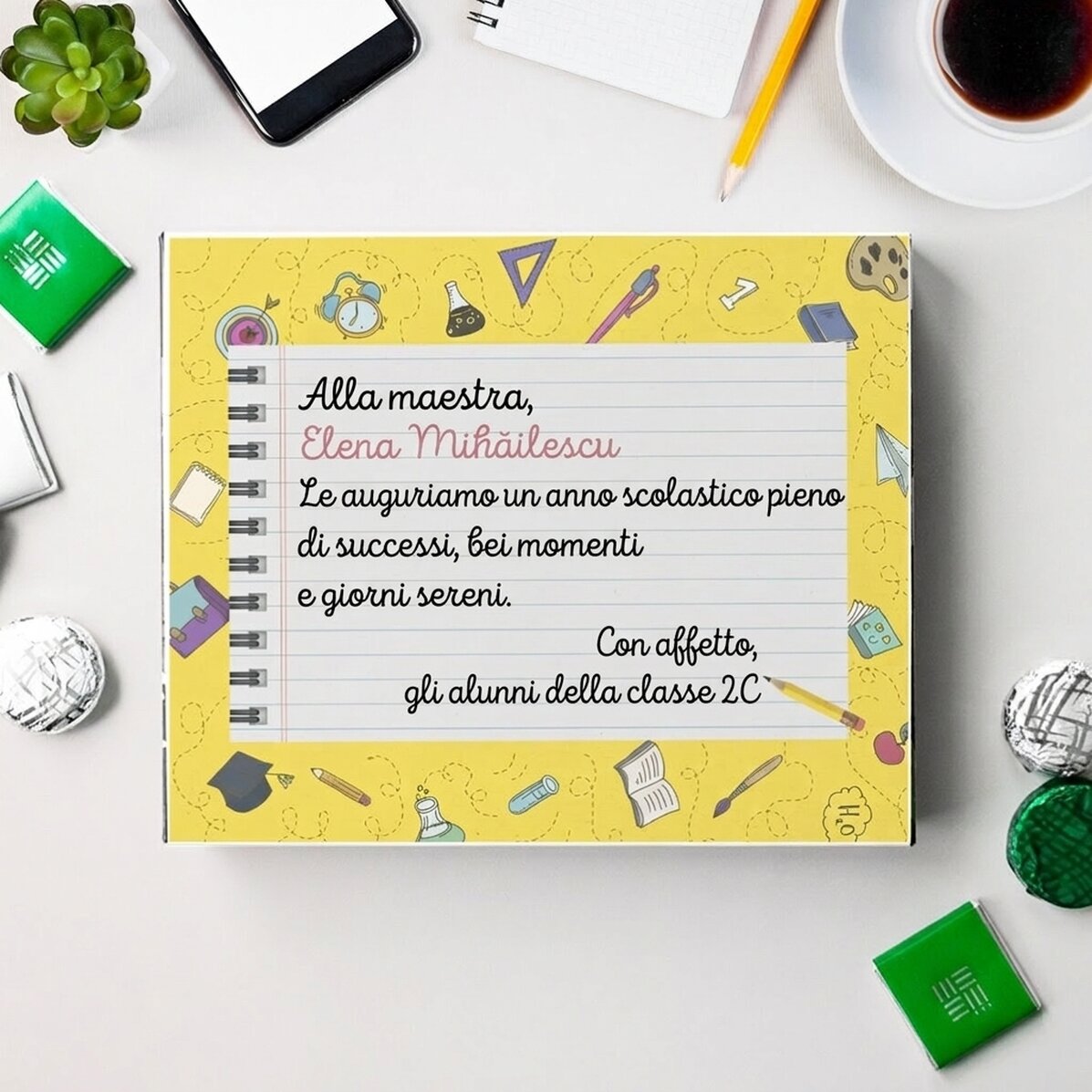 Scatola di cioccolatini personalizzata con un messaggio per l