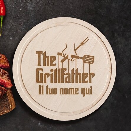 Tagliere rotondo personalizzato con scritta - The Grillfather