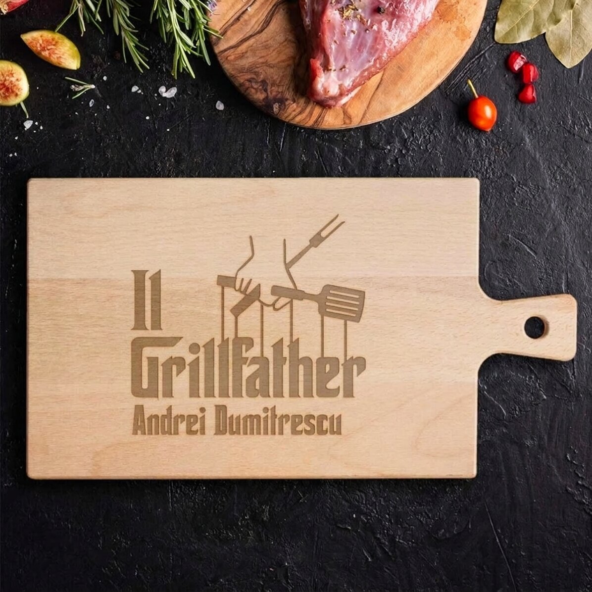 Tagliere premium personalizzato con manico - The Grillfather 2