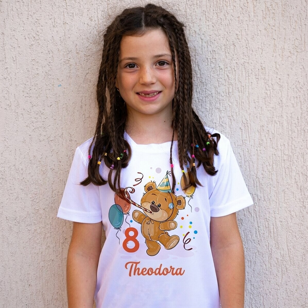 Maglietta sportiva per bambini personalizzata con età e nome - Compleanno