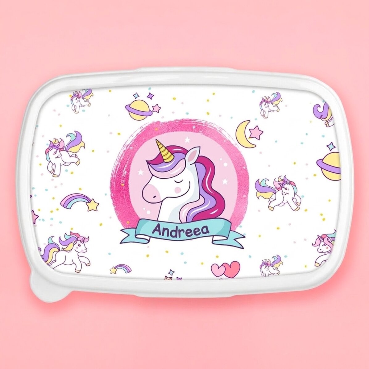 Contenitore per il pranzo, contenitore personalizzato con nome - Unicorno
