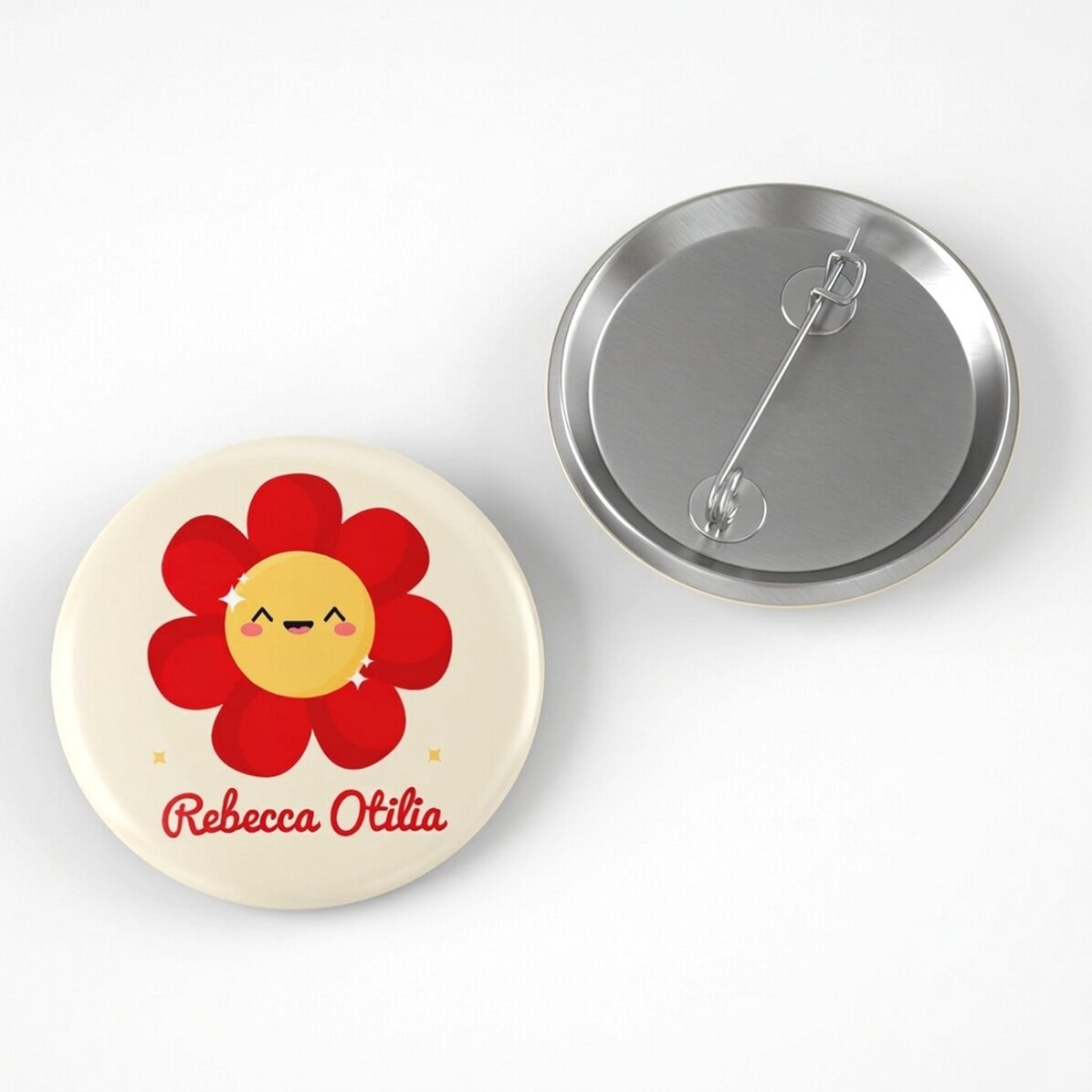 Distintivo personalizzato con nome - Modello con fiore colorato