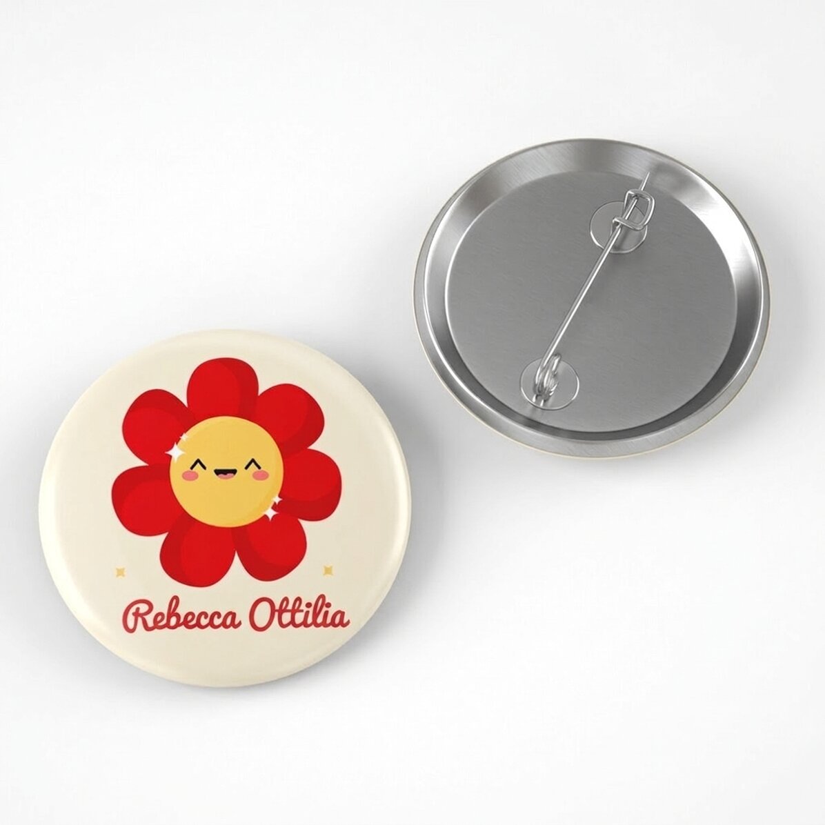 Spilla personalizzata con nome - Modello con fiore colorato