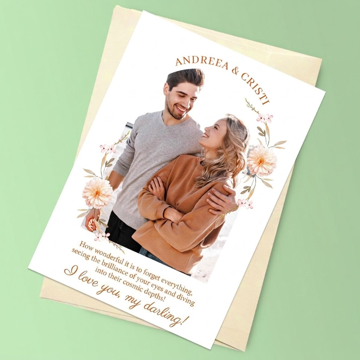 Biglietto di auguri magnetico personalizzato con foto e testo - Messaggio per il fidanzato/la fidanz