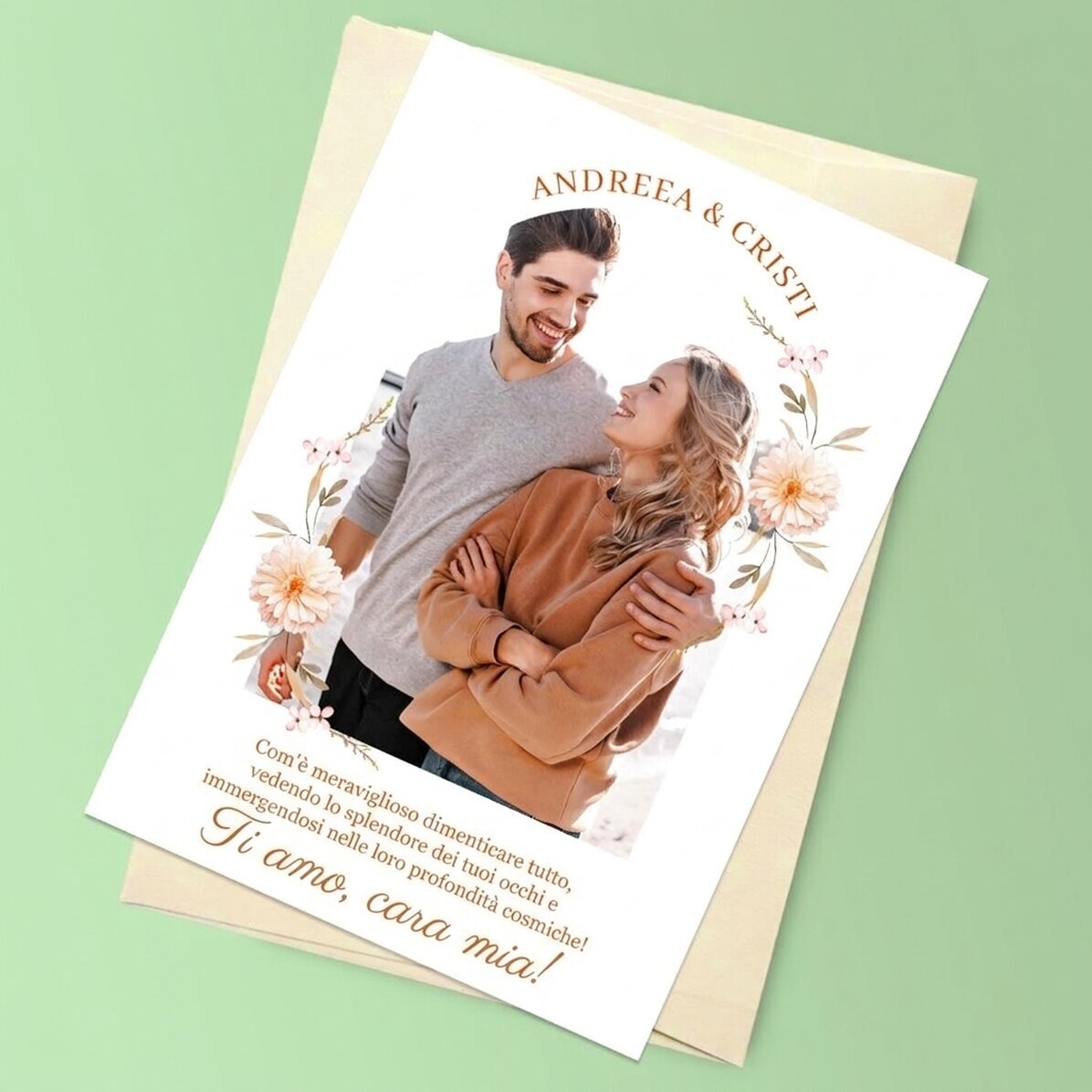 Biglietto di auguri magnetico personalizzato con foto e testo - Messaggio per il fidanzato/la fidanz