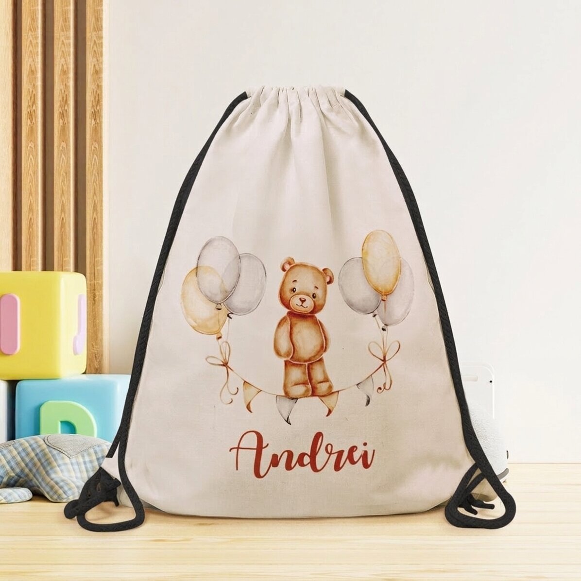 Zaino personalizzato con nome per bambini - Orsacchiotto di peluche