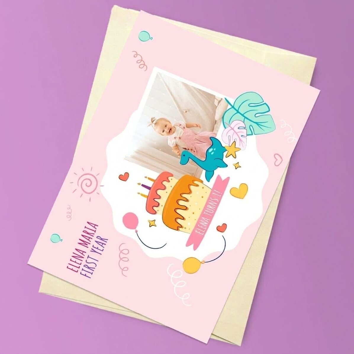Biglietto di auguri magnetico personalizzato con una foto per il compleanno del tuo bambino