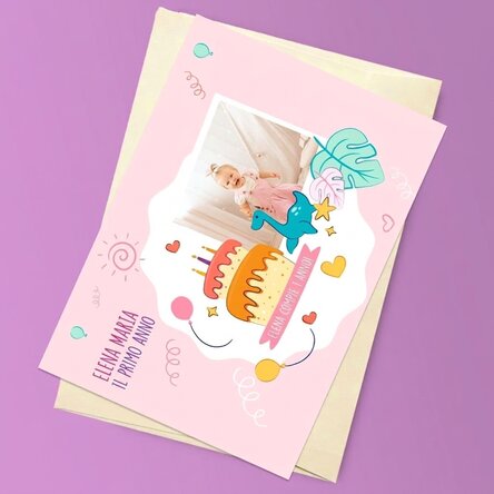 Biglietto di auguri magnetico personalizzato con una foto per il compleanno del tuo bambino