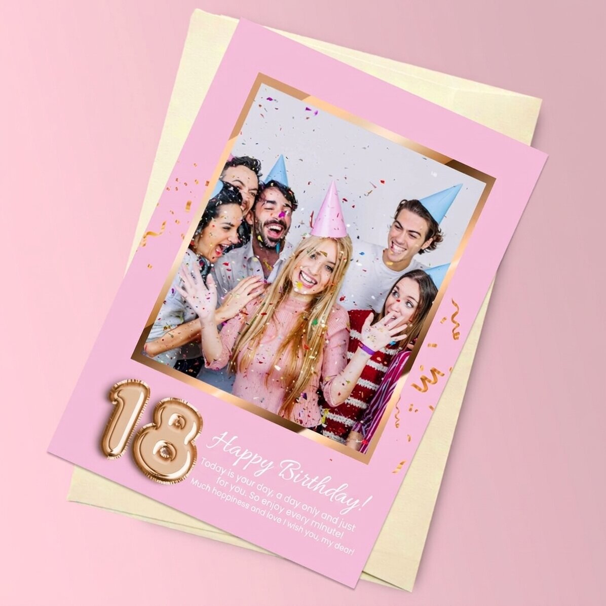 Biglietto di auguri magnetico personalizzato con foto, numero e messaggio per il compleanno