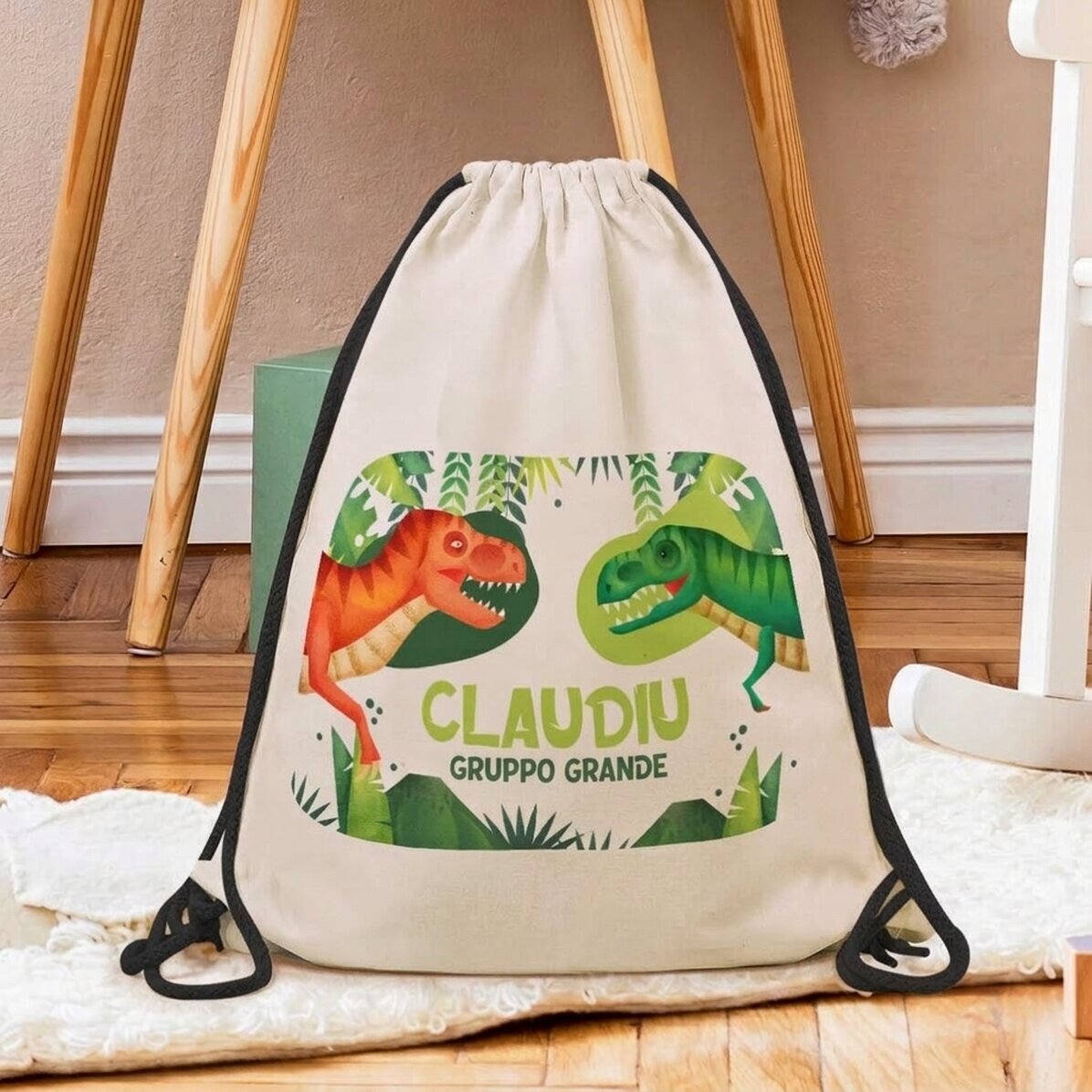 Zaino personalizzato con scritta - Dinosaurio T-Rex