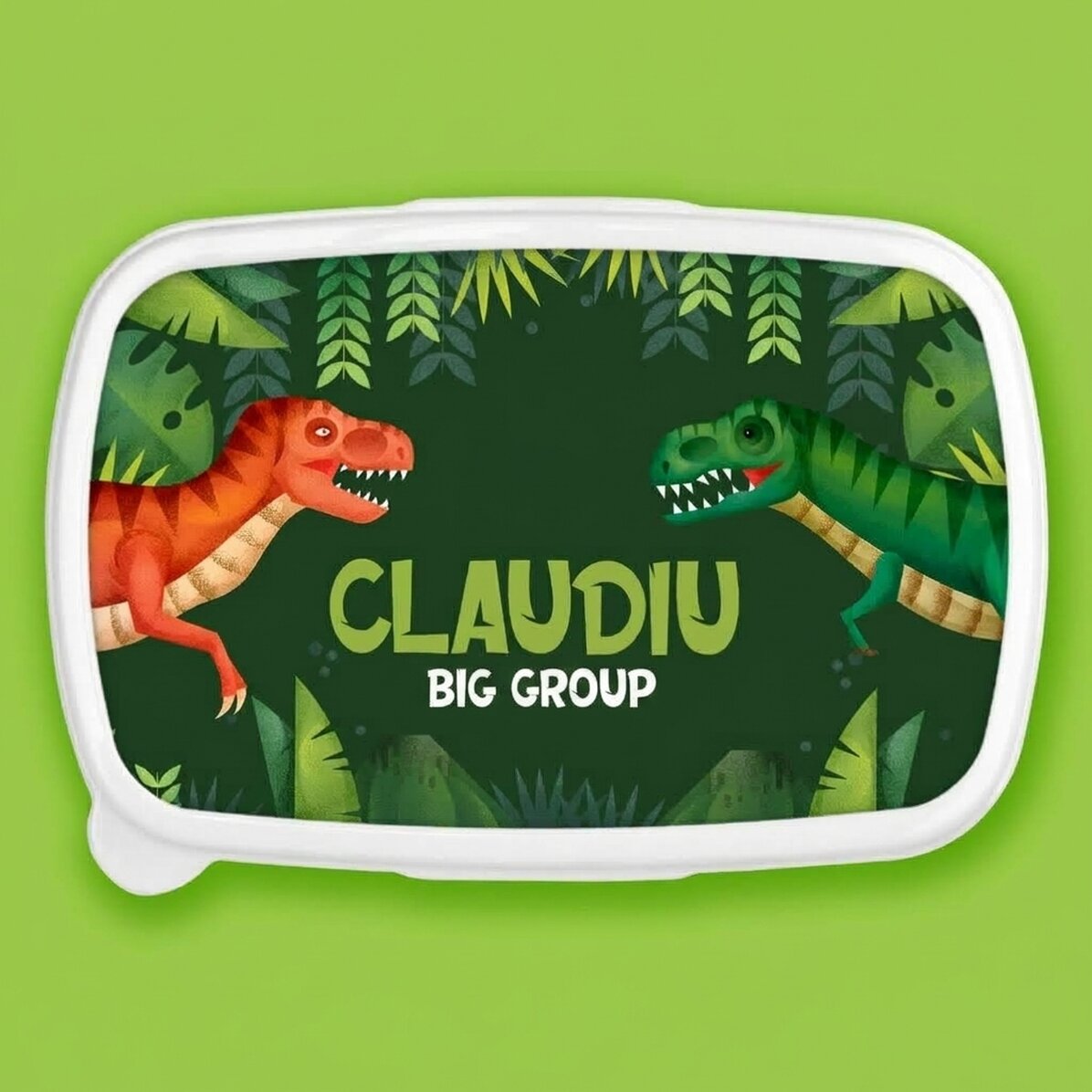 Contenitore per il pranzo, contenitore personalizzato con scritta - Dinosaurio T-Rex