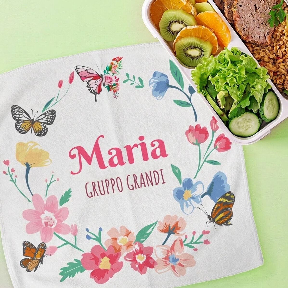 Asciugamano personalizzato con scritta - Farfalle colorate