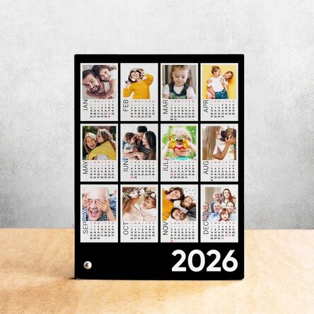 Cornice da scrivania personalizzata con 12 foto e calendario