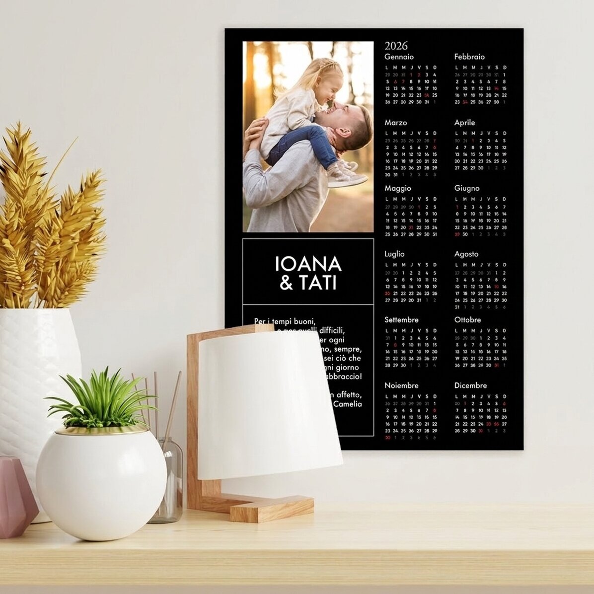 Calendario personalizzato con foto e messaggio