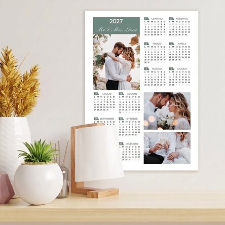 Calendario personalizzato con 3 foto e testo - formato verticale