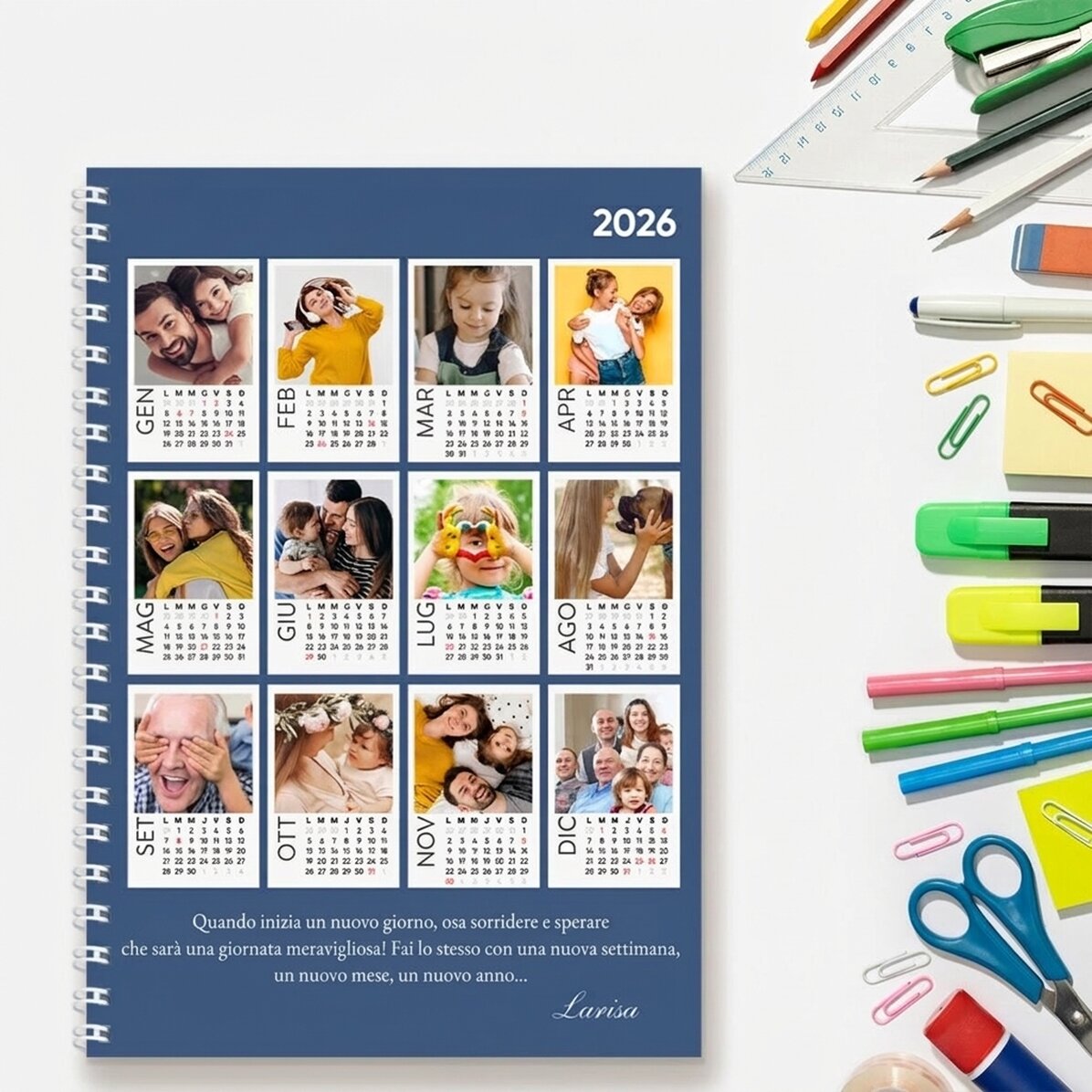Taccuino personalizzato con 12 foto e testo - Calendario