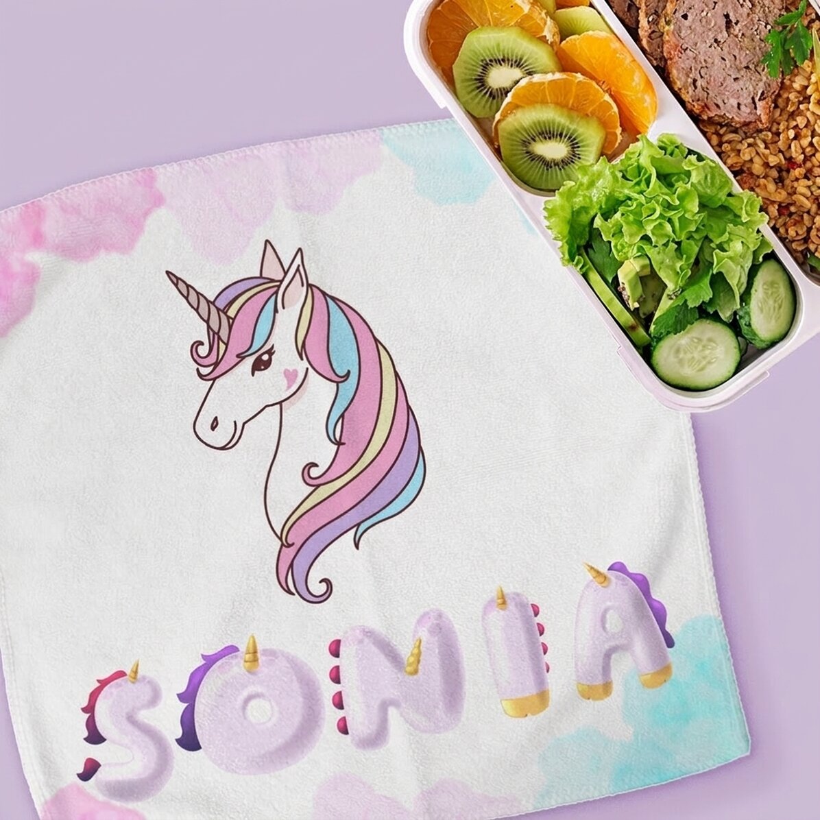 Asciugamano personalizzato con nome - Unicorno