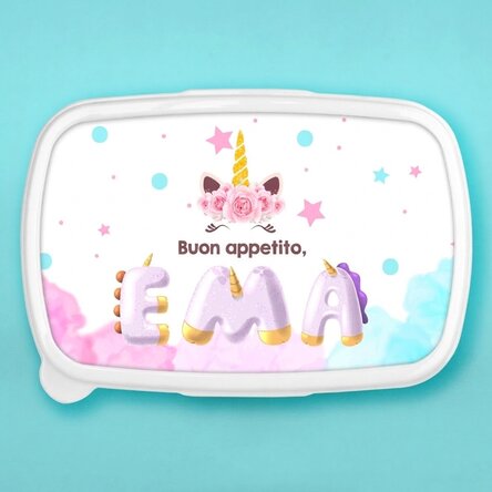 Contenitore per il pranzo, contenitore personalizzato con nome - Unicorno speciale