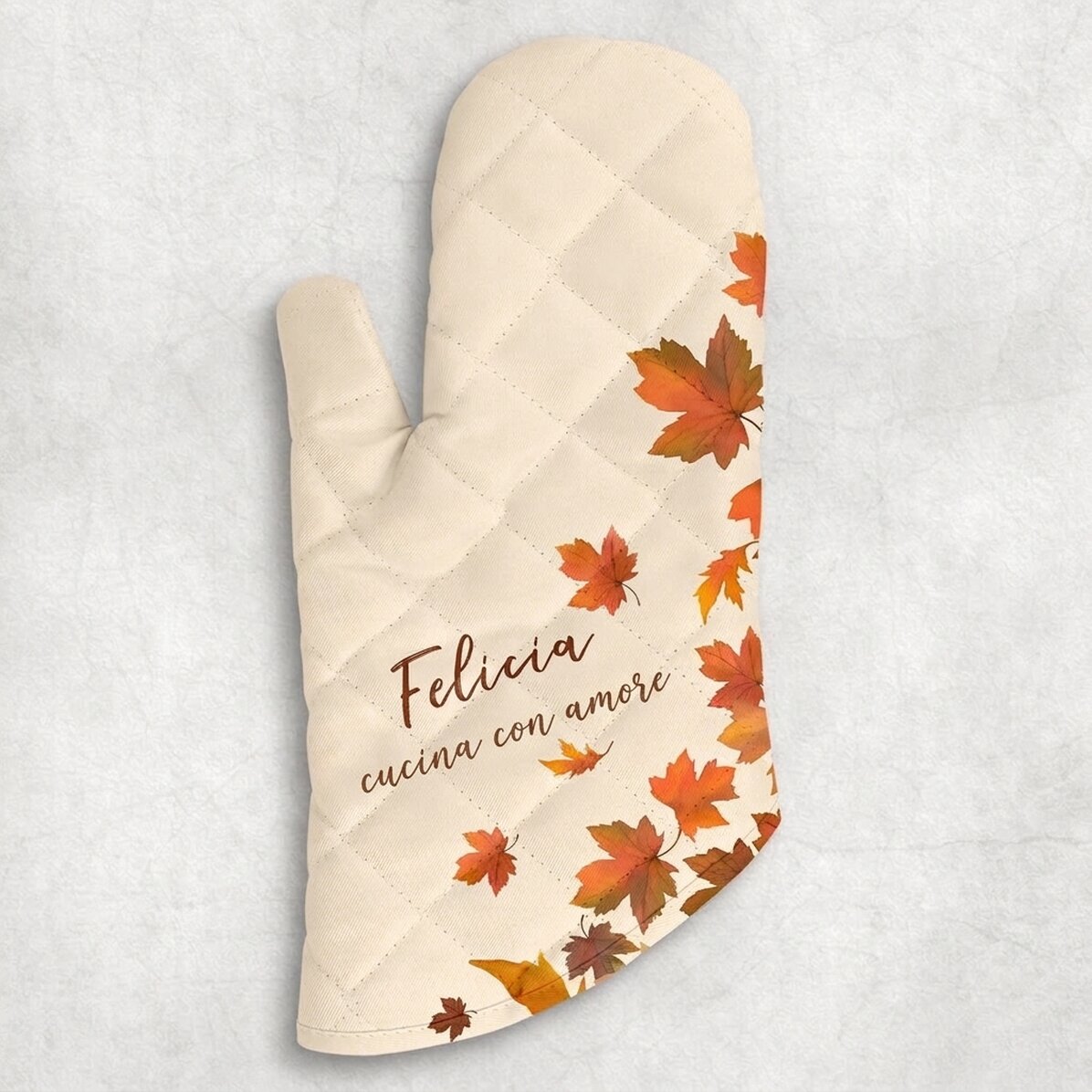Guanto da cucina personalizzato con scritta - Foglie d