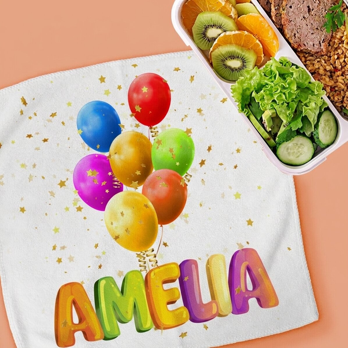 Asciugamano personalizzato con nome - Palloncini colorati