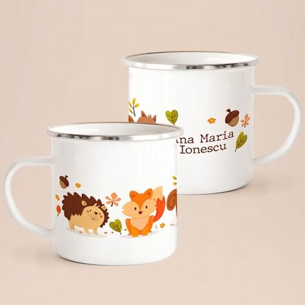 Tazza in metallo smaltato per bambini - Autunno