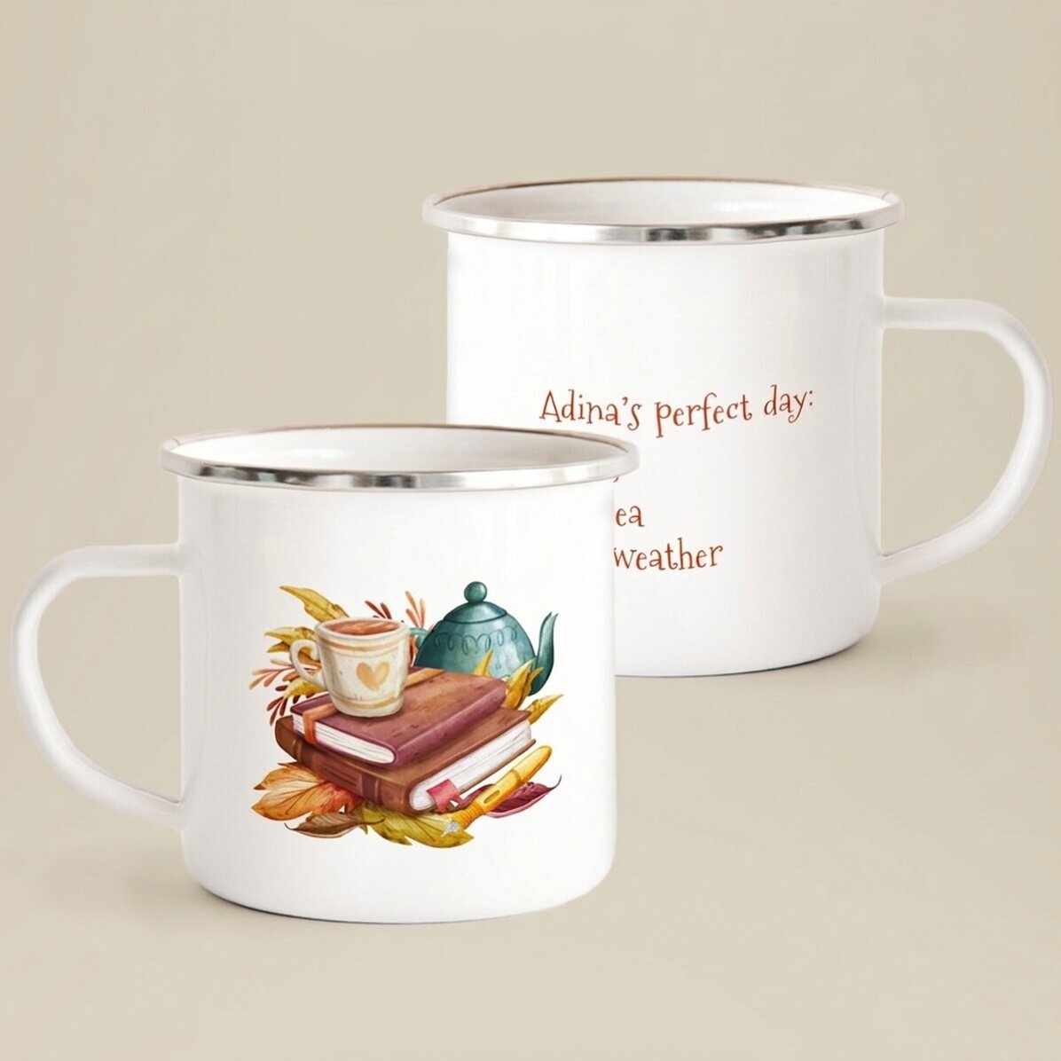 Tazza in metallo smaltato con scritta - My perfect day