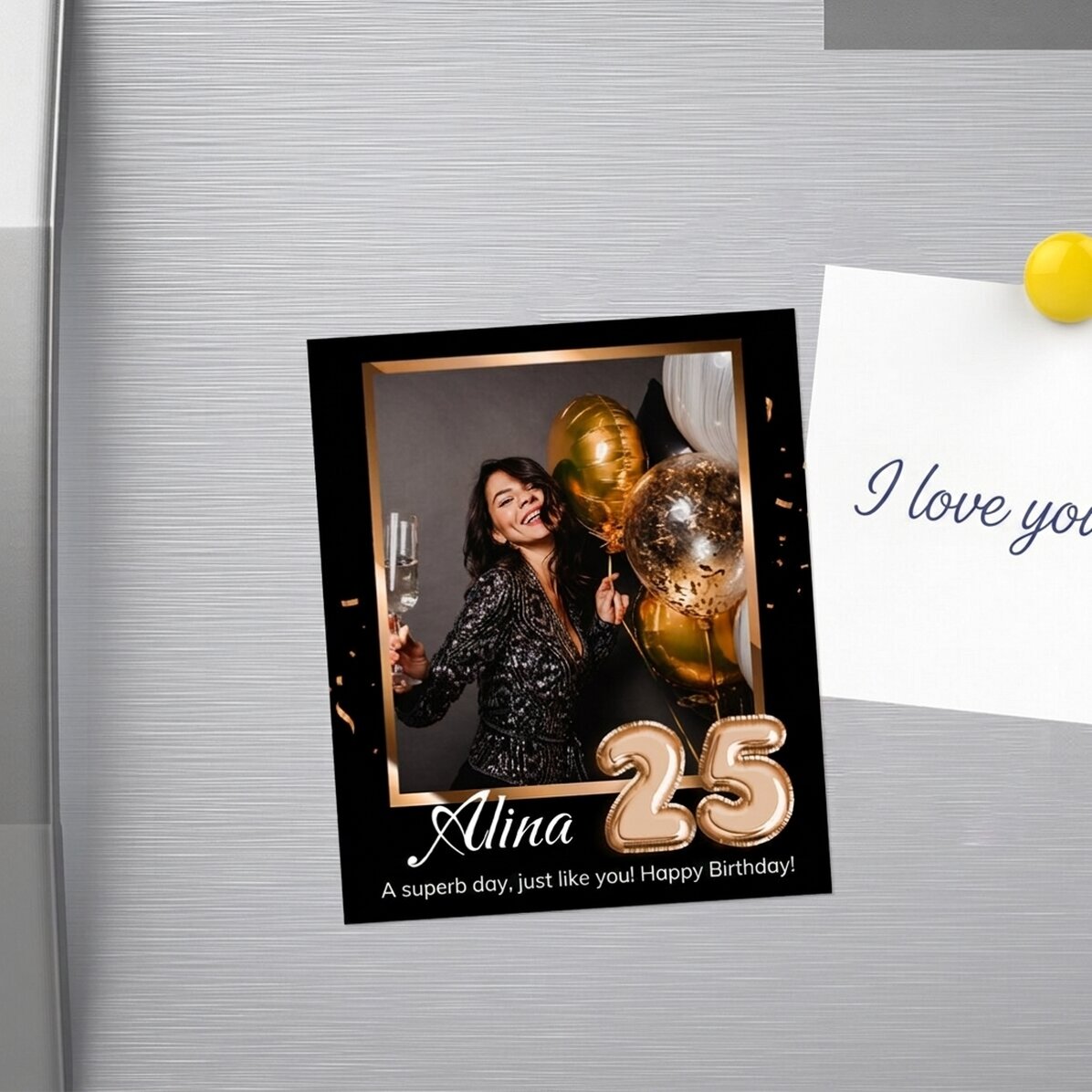 Magnete personalizzato 10x12 cm con foto e numero - Buon compleanno!