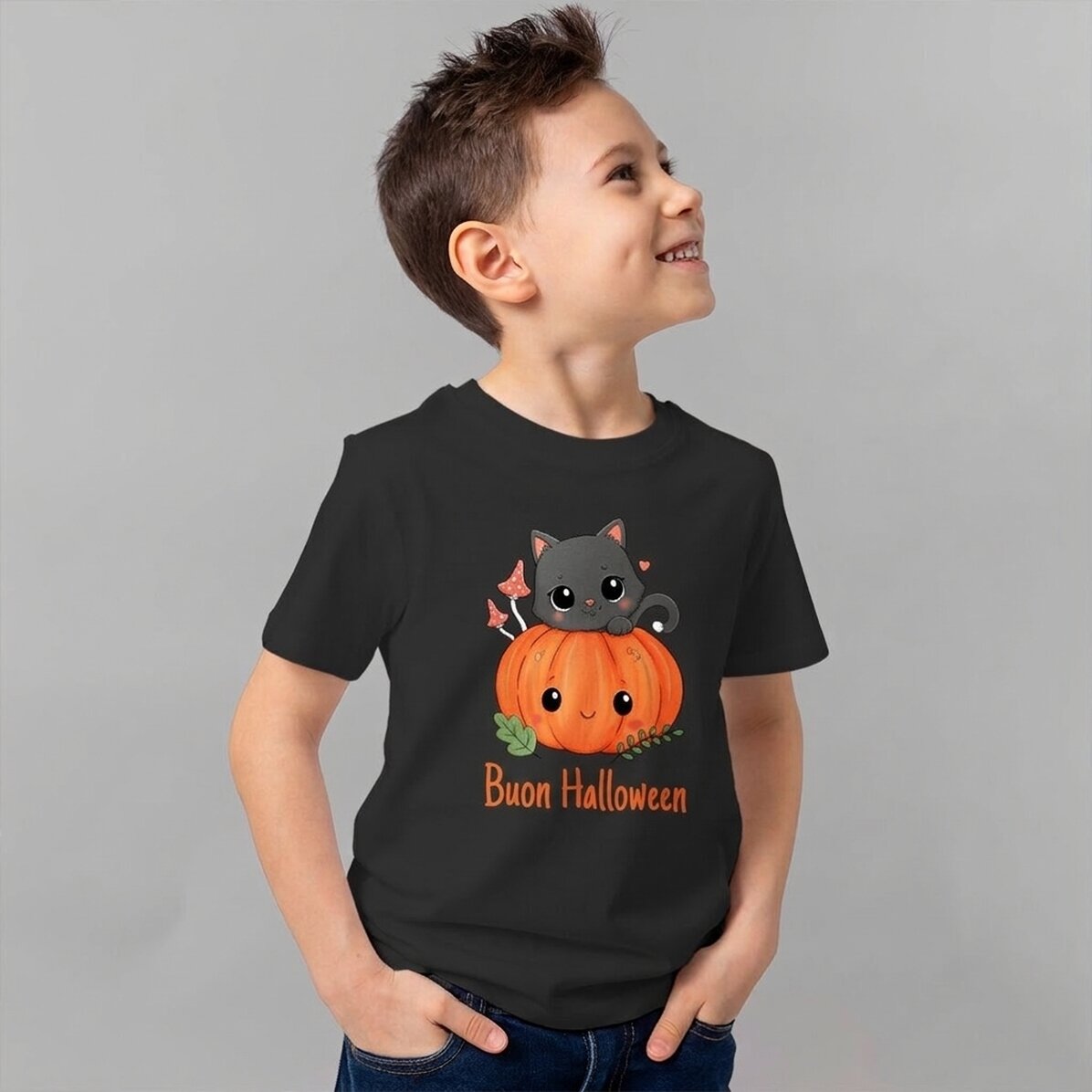 Maglietta in cotone per bambini personalizzata con scritta - Halloween