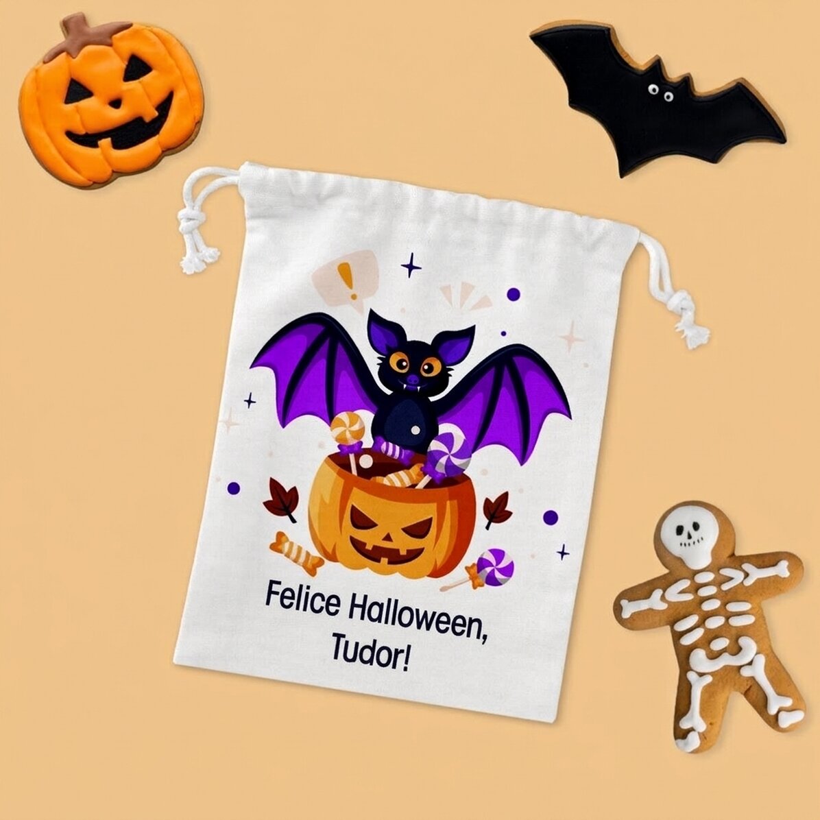 Piccolo sacchetto regalo personalizzato con scritta - Halloween