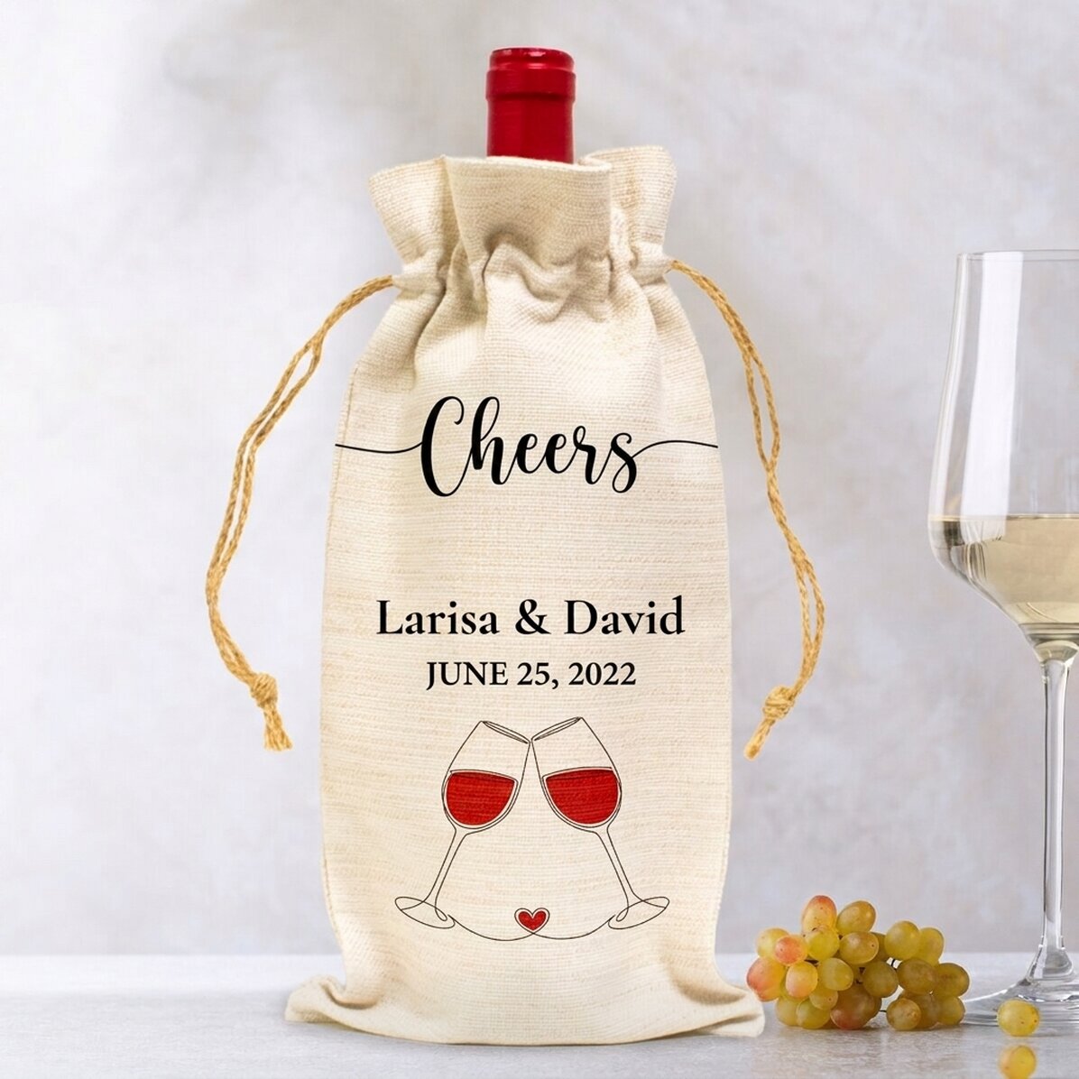 Sacchetto personalizzato per bottiglia di vino - Cheers!