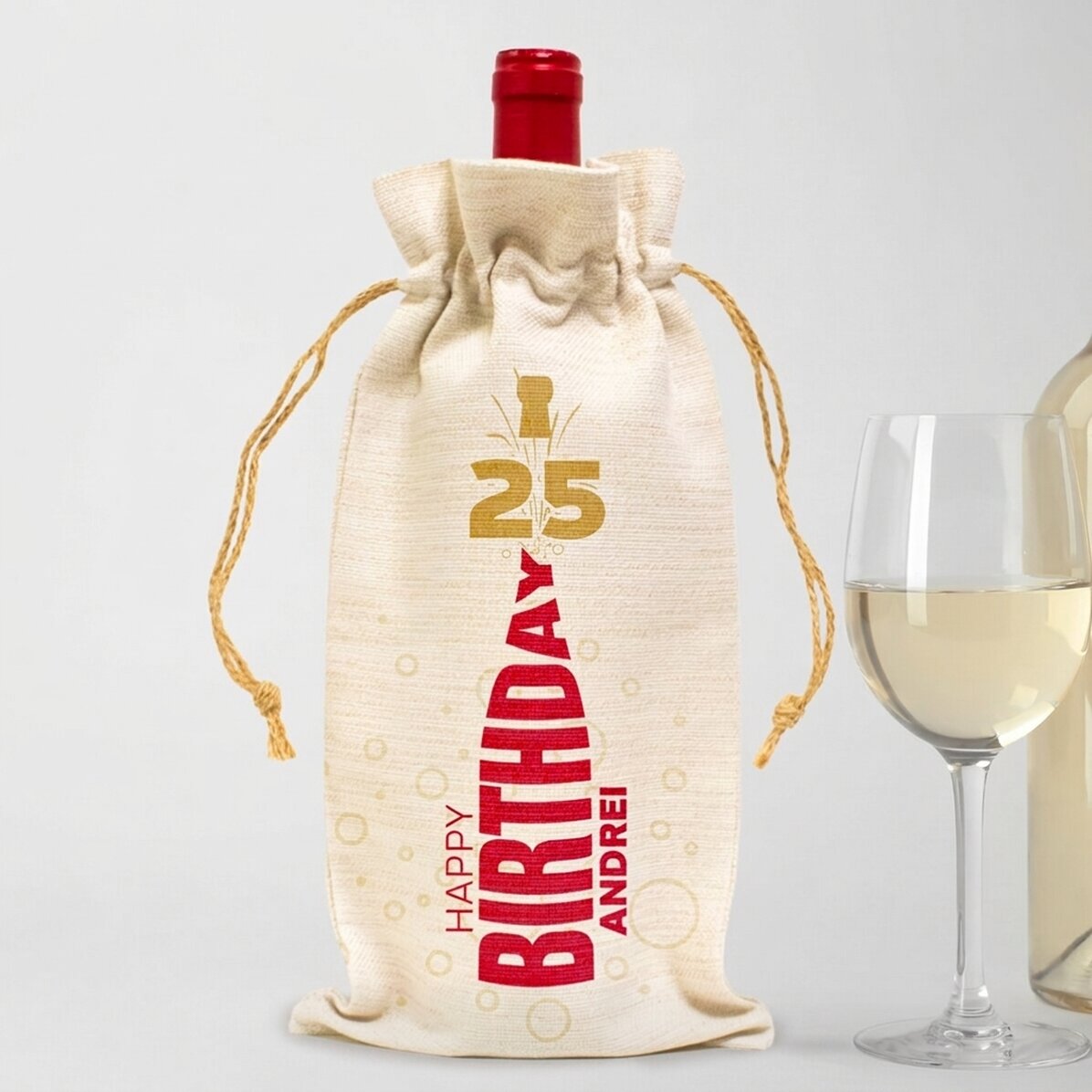 Sacchetto personalizzato per bottiglia di vino - Happy Birthday