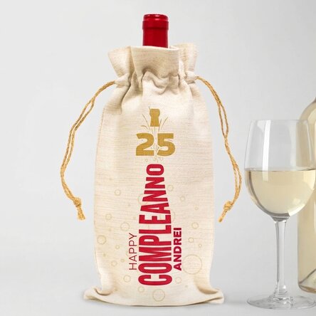 Sacchetto personalizzato per bottiglia di vino - Happy Birthday