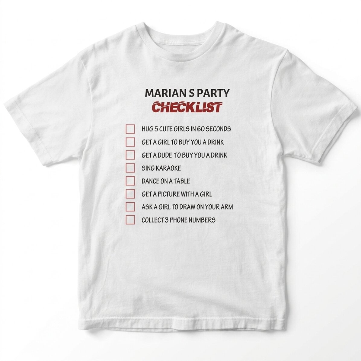 Maglietta personalizzata con scritta - Checklist