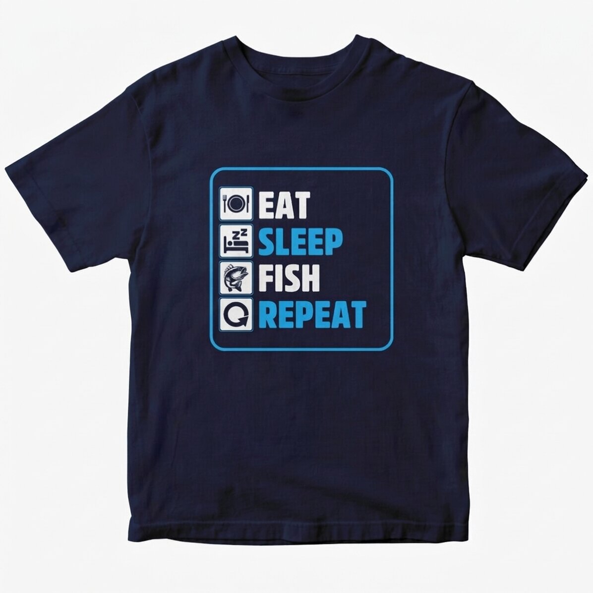 Maglietta personalizzata con scritta - Eat sleep fish repeat