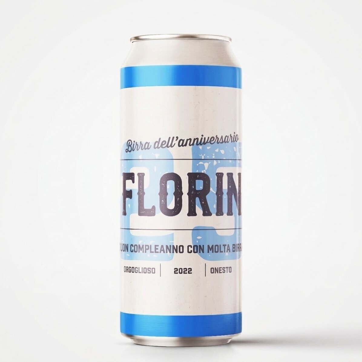 Birra in lattina personalizzata con scritta - Anniversario retrò