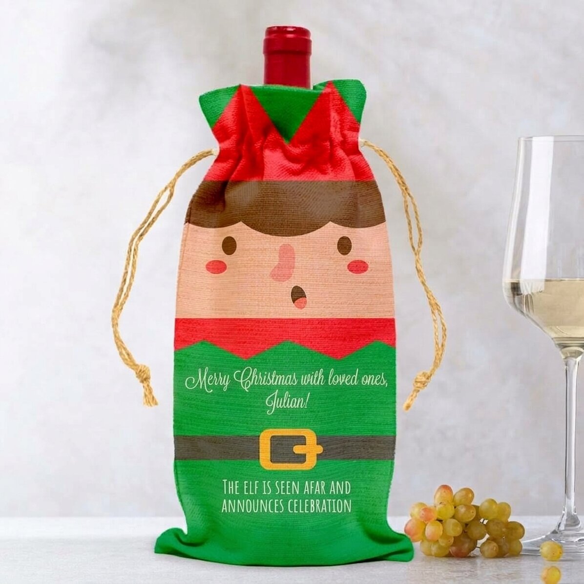 Sacchetto personalizzato per bottiglia di vino - Elf