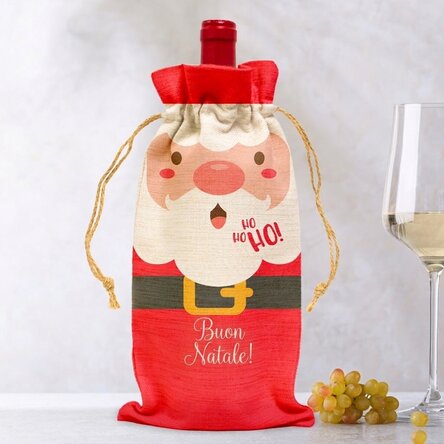 Sacchetto personalizzato per bottiglia di vino - Babbo Natale