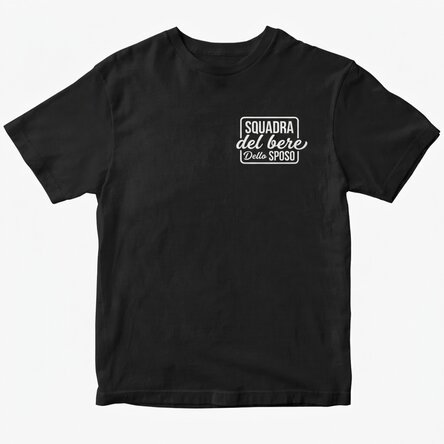 Maglietta in cotone personalizzata con scritta per l'addio al celibato - Groom's drinking team