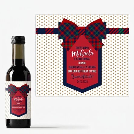 Mini bottiglia di vino personalizzata con scritta - Fiocco