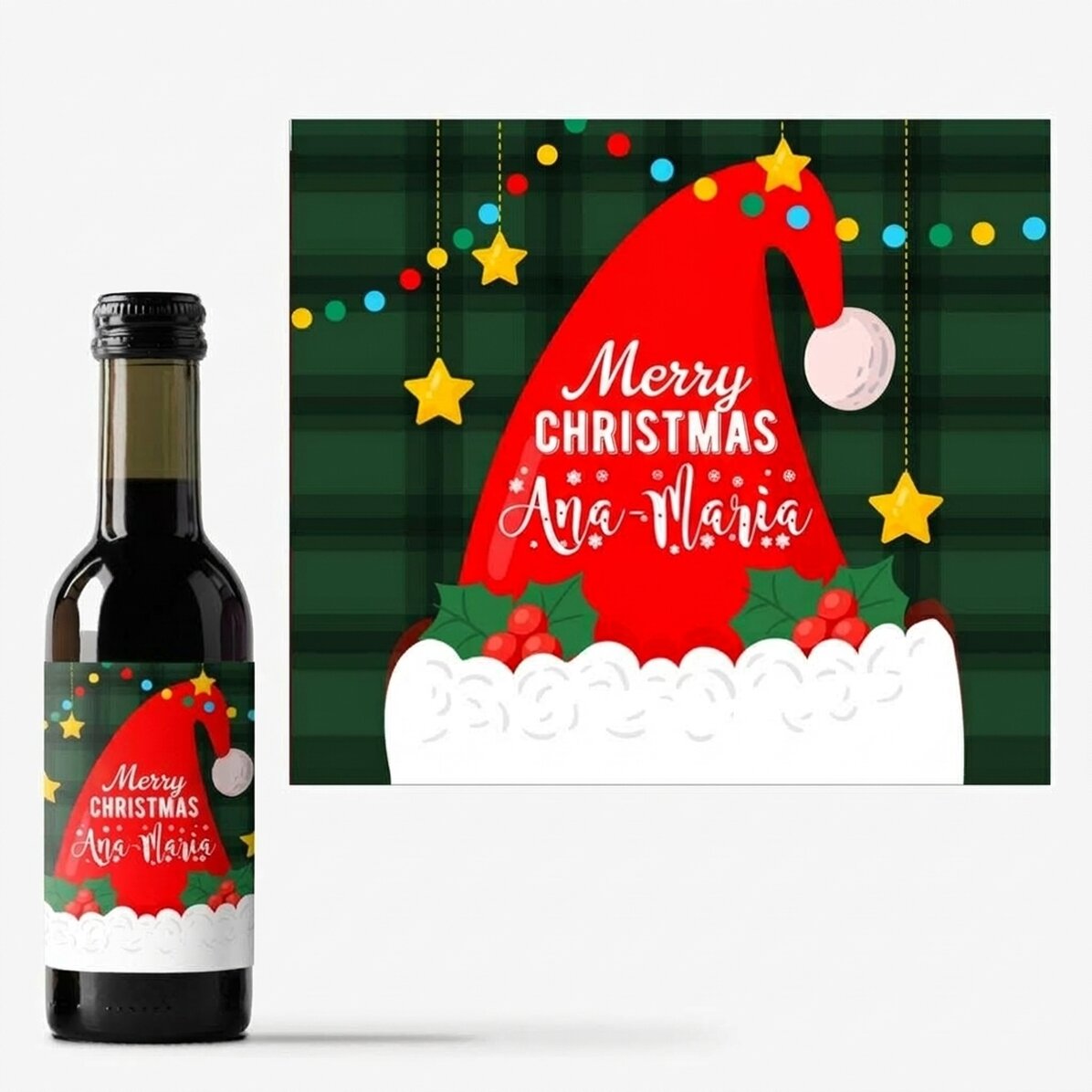 Mini bottiglia di vino personalizzata con scritta - Babbo Natale