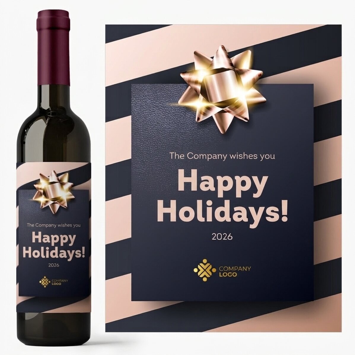 Vino personalizzato con logo e testo - Regalo per le feste