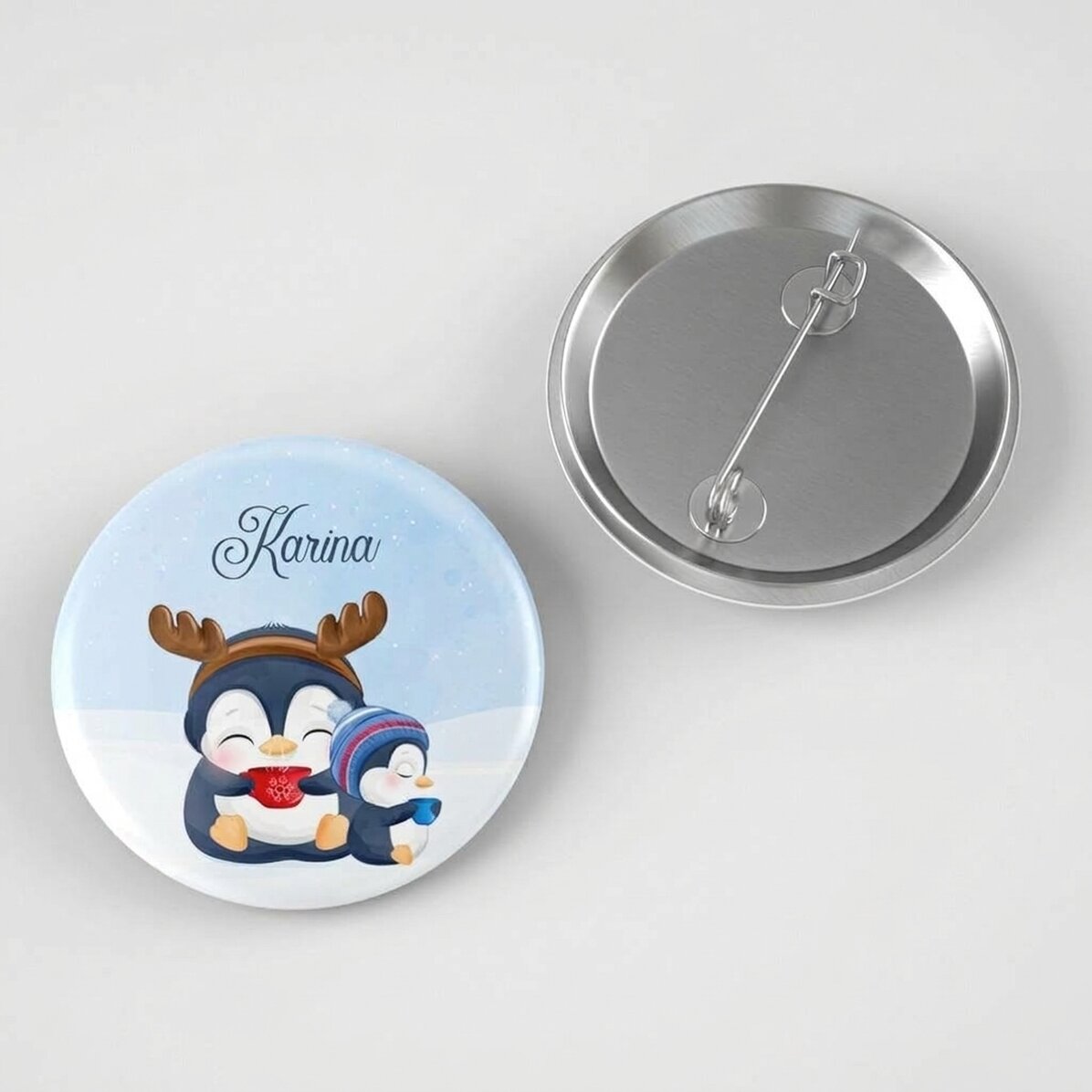 Spilla personalizzata con scritta - Pinguini